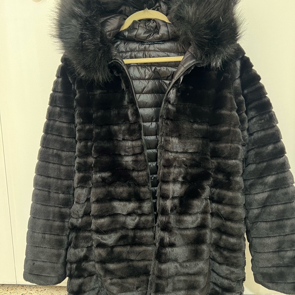 Lola Dark Gray Teddy Jacket with Faux Fur Trim